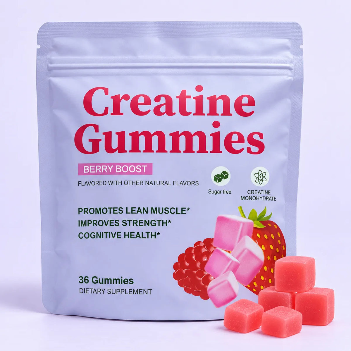 Bolsa de gominolas de creatina MIMO sabor frutos rojos